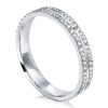 Double Row Round Cut Cubic Zirconia Eternity Wedding Band - Sterling Silver