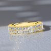 18K Gold Plated Sterling Silver Half Eternity Band with White Sapphire Round & Baguette Cuts (1.05 CT. TW.)