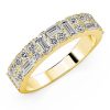 18K Gold Plated Sterling Silver Half Eternity Band with White Sapphire Round & Baguette Cuts (1.05 CT. TW.)