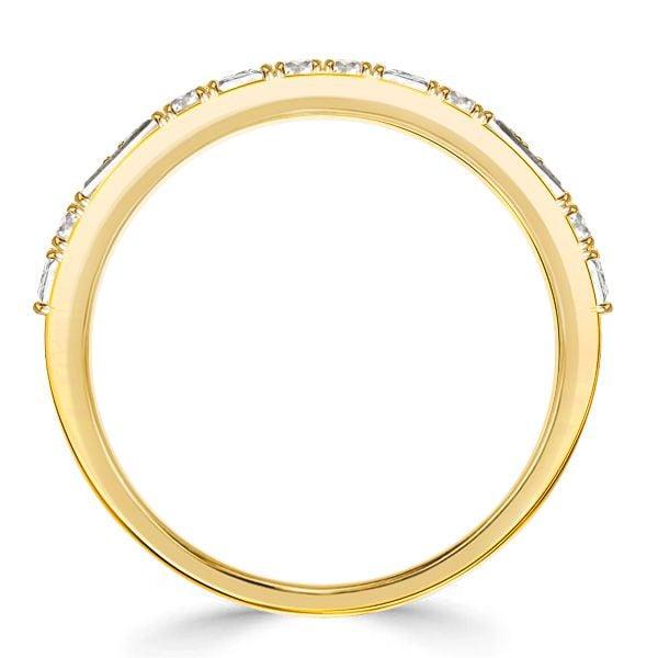 18K Gold Plated Sterling Silver Half Eternity Band with White Sapphire Round & Baguette Cuts (1.05 CT. TW.)