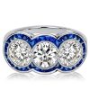 Art Deco 3 Stone Engagement Ring | Vintage Style Sterling Silver Anniversary Band