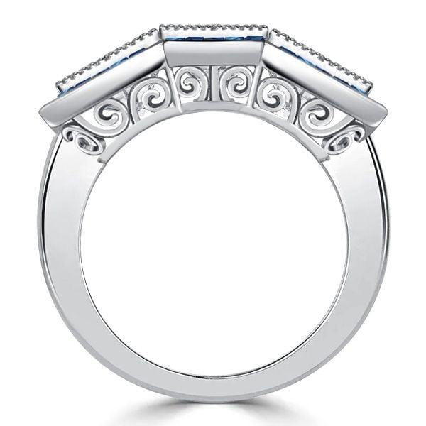 Art Deco 3 Stone Engagement Ring | Vintage Style Sterling Silver Anniversary Band