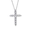 Sterling Silver White Sapphire Cross Pendant Necklace - 1.10 CT. TW.