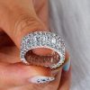 Cubic Baguette Eternity Band - Sterling Silver Multi-Row Wedding Ring