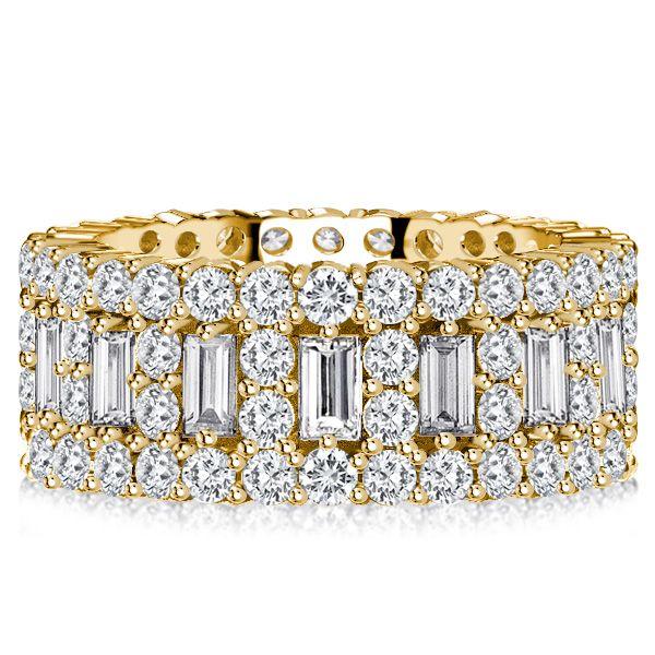 Cubic Baguette Eternity Band - Sterling Silver Multi-Row Wedding Ring