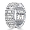 Cubic Baguette Eternity Band - Sterling Silver Multi-Row Wedding Ring