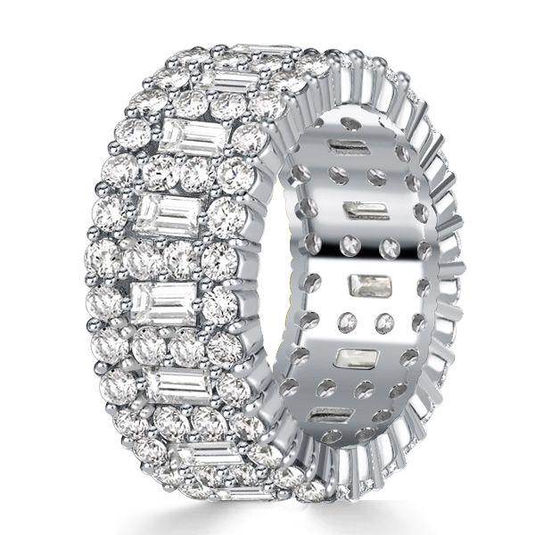Cubic Baguette Eternity Band - Sterling Silver Multi-Row Wedding Ring