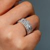 Cubic Baguette Eternity Band - Sterling Silver Multi-Row Wedding Ring