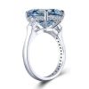 Radiant Cut Blue Topaz Three Stone Engagement Ring - Sterling Silver