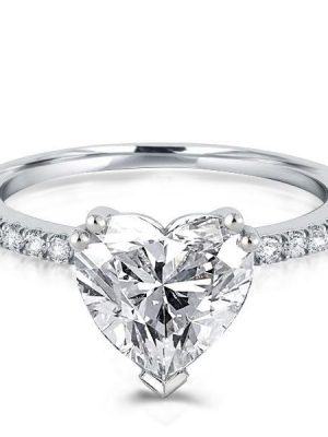 Heart Cut White Sapphire Engagement Ring - 925 Sterling Silver