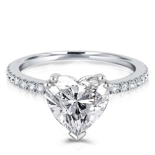 Heart Cut White Sapphire Engagement Ring - 925 Sterling Silver