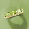 Peridot Eternity Band Ring - Emerald & Gold Plated Sterling Silver Wedding Ring for Women