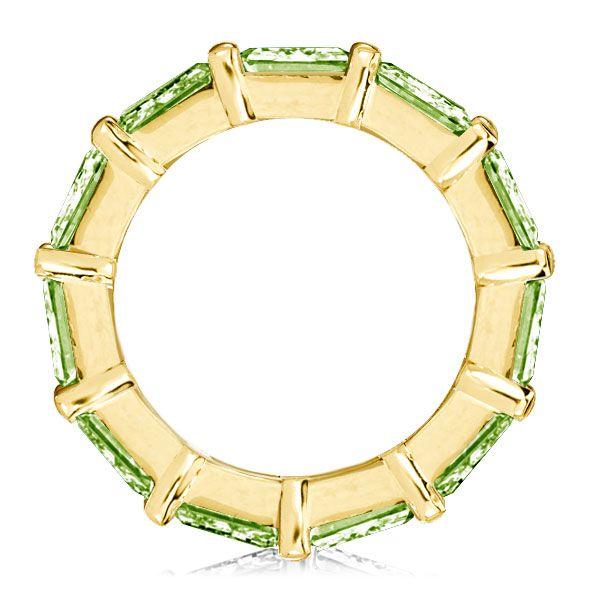 Peridot Eternity Band Ring - Emerald & Gold Plated Sterling Silver Wedding Ring for Women