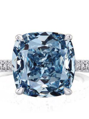 Cushion Cut Sterling Silver Hidden Halo Engagement Ring - 9.52 CT