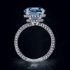 Cushion Cut Sterling Silver Hidden Halo Engagement Ring - 9.52 CT