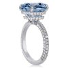 Cushion Cut Sterling Silver Hidden Halo Engagement Ring - 9.52 CT