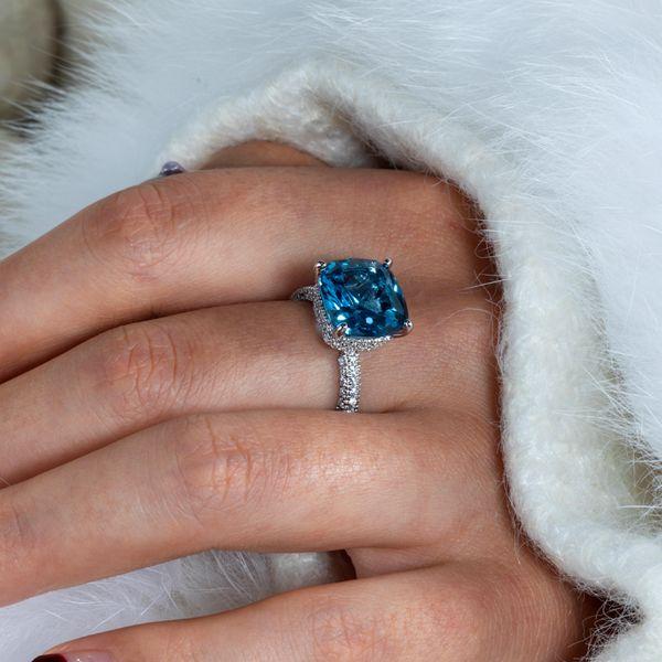 Cushion Cut Sterling Silver Hidden Halo Engagement Ring - 9.52 CT