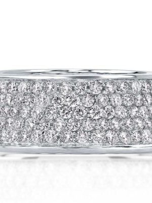 Five Row Half Eternity Wedding Band with Created White Sapphire Sterling Silver Ring