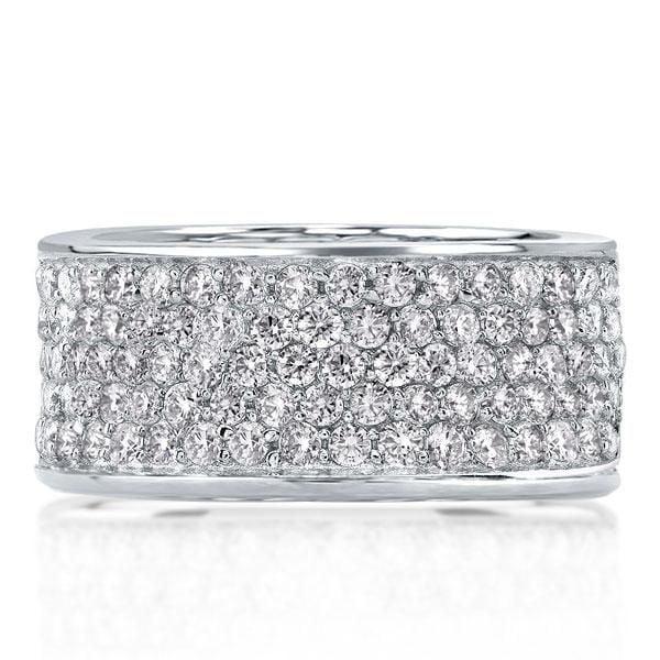 Five Row Half Eternity Wedding Band with Created White Sapphire Sterling Silver Ring
