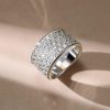 Five Row Half Eternity Wedding Band with Created White Sapphire Sterling Silver Ring