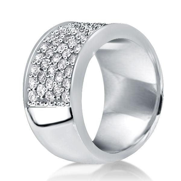 Five Row Half Eternity Wedding Band with Created White Sapphire Sterling Silver Ring
