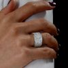 Five Row Half Eternity Wedding Band with Created White Sapphire Sterling Silver Ring