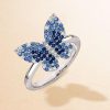 Dancing Butterfly Blue Sapphire Engagement Ring in 925 Sterling Silver