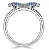 Dancing Butterfly Blue Sapphire Engagement Ring in 925 Sterling Silver