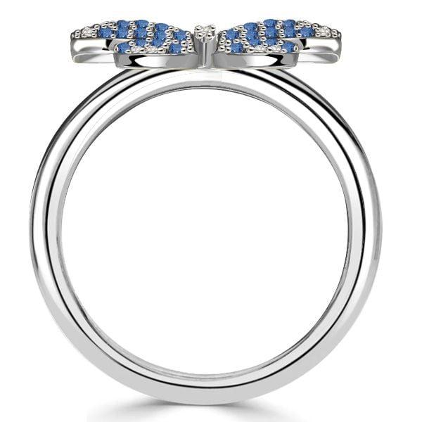 Dancing Butterfly Blue Sapphire Engagement Ring in 925 Sterling Silver