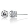 Vintage Style Round Cut Stud Earrings in 925 Sterling Silver with Rhodium Plating