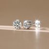 Vintage Style Round Cut Stud Earrings in 925 Sterling Silver with Rhodium Plating