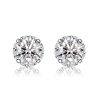 Vintage Style Round Cut Stud Earrings in 925 Sterling Silver with Rhodium Plating