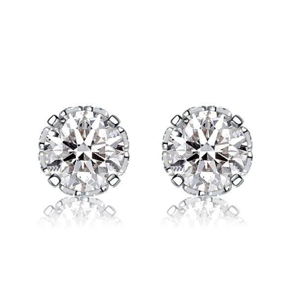 Vintage Style Round Cut Stud Earrings in 925 Sterling Silver with Rhodium Plating