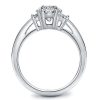 Three Stone Oval Created White Sapphire Engagement Ring in Rhodium Plated Sterling Silver