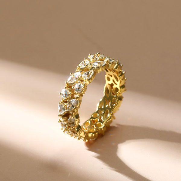 Eternity Wedding Band Multi Cut Posey Ring - Sterling Silver