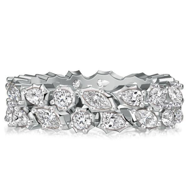 Eternity Wedding Band Multi Cut Posey Ring - Sterling Silver
