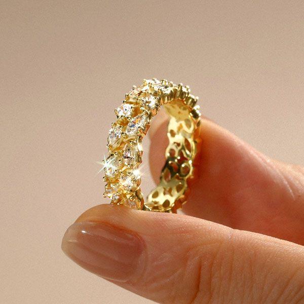 Eternity Wedding Band Multi Cut Posey Ring - Sterling Silver