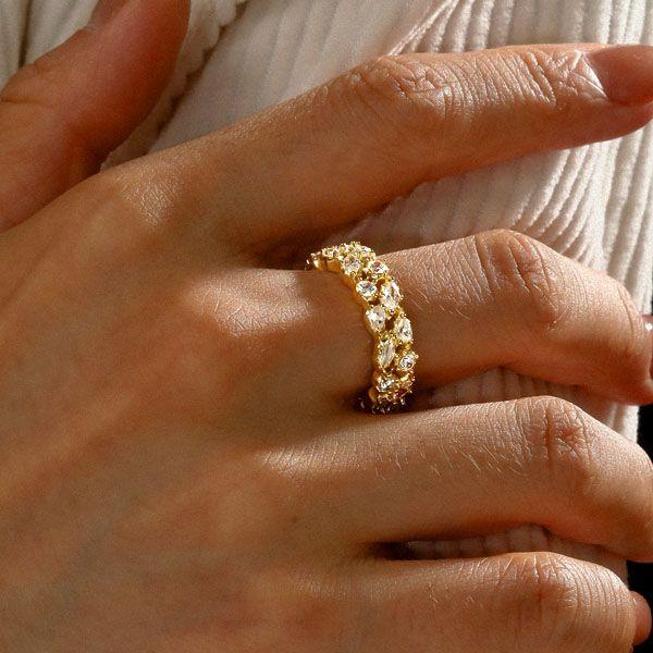 Eternity Wedding Band Multi Cut Posey Ring - Sterling Silver