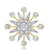Antique Star Brooch - Round Cut, Two-Tone 925 Sterling Silver Brooch - Vintage Style