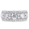 Triple Row Round Cut Cubic Zirconia Wedding Band Ring in Sterling Silver