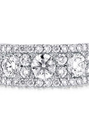 Triple Row Round Cut Cubic Zirconia Wedding Band Ring in Sterling Silver