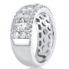 Triple Row Round Cut Cubic Zirconia Wedding Band Ring in Sterling Silver