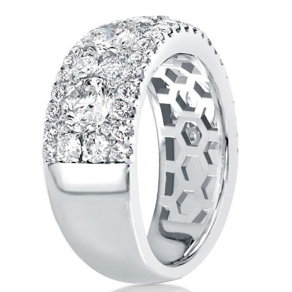Triple Row Round Cut Cubic Zirconia Wedding Band Ring in Sterling Silver