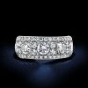 Triple Row Round Cut Cubic Zirconia Wedding Band Ring in Sterling Silver