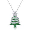 Sterling Silver Christmas Tree Necklace for Women - Festive Holiday Pendant