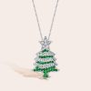 Sterling Silver Christmas Tree Necklace for Women - Festive Holiday Pendant
