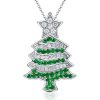 Sterling Silver Christmas Tree Necklace for Women - Festive Holiday Pendant