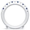 Round Cut White and Blue Sapphire Enhancer Wedding Band in Sterling Silver