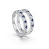 Round Cut White and Blue Sapphire Enhancer Wedding Band in Sterling Silver