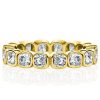 Bezel Set White Cushion Cut Eternity Wedding Band for Women in Sterling Silver